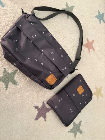 Lässig Kinderwagen-Wickeltaschen-Set Grau