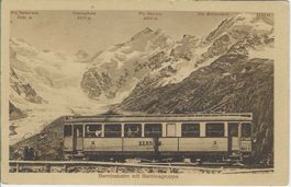 7 AKs  Bernina Bahn mit Mortertatsch Gletscher um 1910