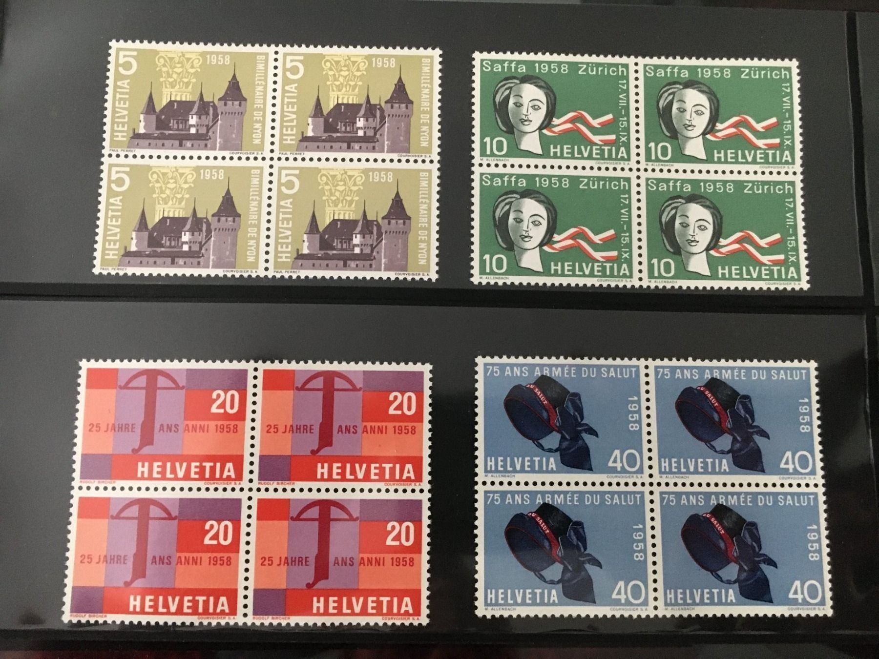 Tutti i francobolli: 1958 / Znr: 334 - 337 / Block / Neuf** – Nuovo e nell'imballaggio originale da Grand-Lancy venduto da Dany1973