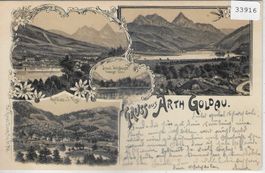 Gruss aus Arth Goldau - braune Litho 1898
