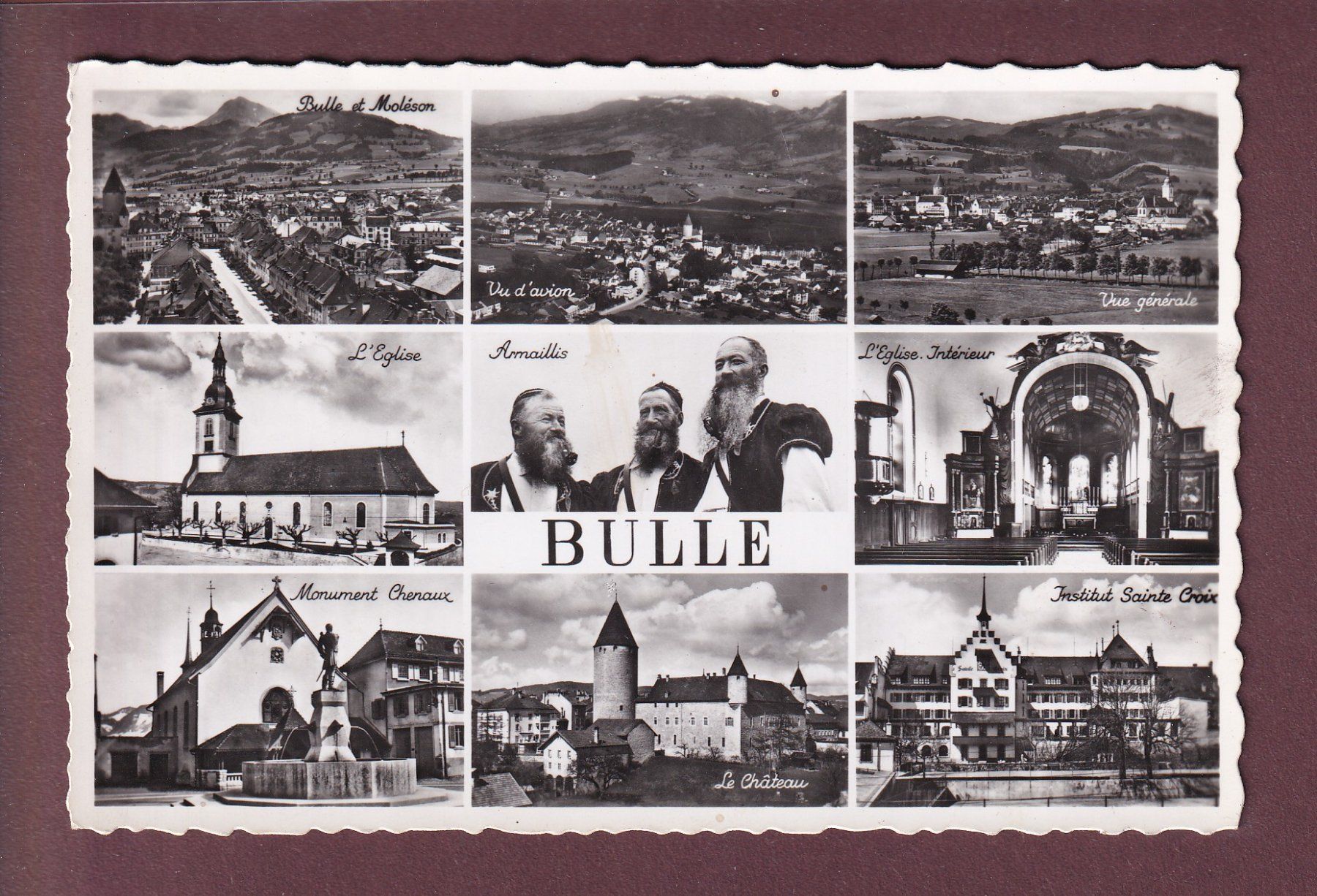 Ansichtskarten: BULLE - 9 images - 1956 – Gebraucht aus Pully von nicecards