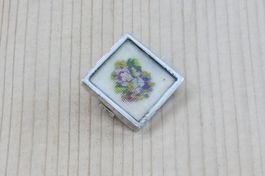 Brosche, Silber, Schmuck-Bilderrahmen, Gobelin, antik, 1930