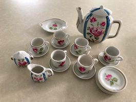 Mini Puppen-Kaffeeservice, Porzellan, 15-teilig, Vintage
