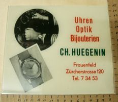 Glas Reklamescheibe Leuchtkasten, Uhren Huegenin Frauenfeld