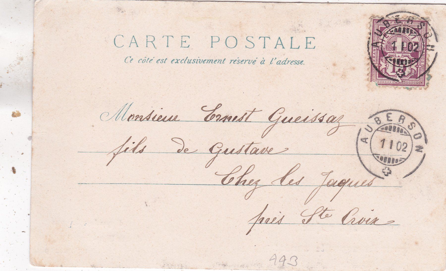 Cartoline postali: Kitsch Landschaft Meilleurs voeux 1902 – Usato da Herisau venduto da Lisegrat2008 1