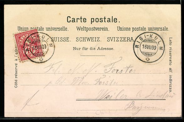 Cartoline postali: Litho Rigi, Panorama mit Hotels, Spiez,  – Usato da Berlin venduto da bartko-reher 1