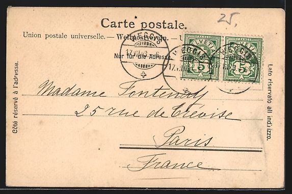 Cartoline postali: Weggis, Ortsansicht mit Pilatus und Vier – Usato da Berlin venduto da bartko-reher 1