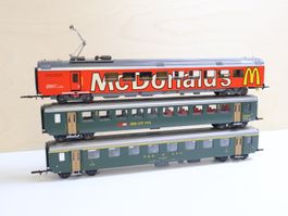 HAG SBB 3 x Personenwagen/McDonalds H0