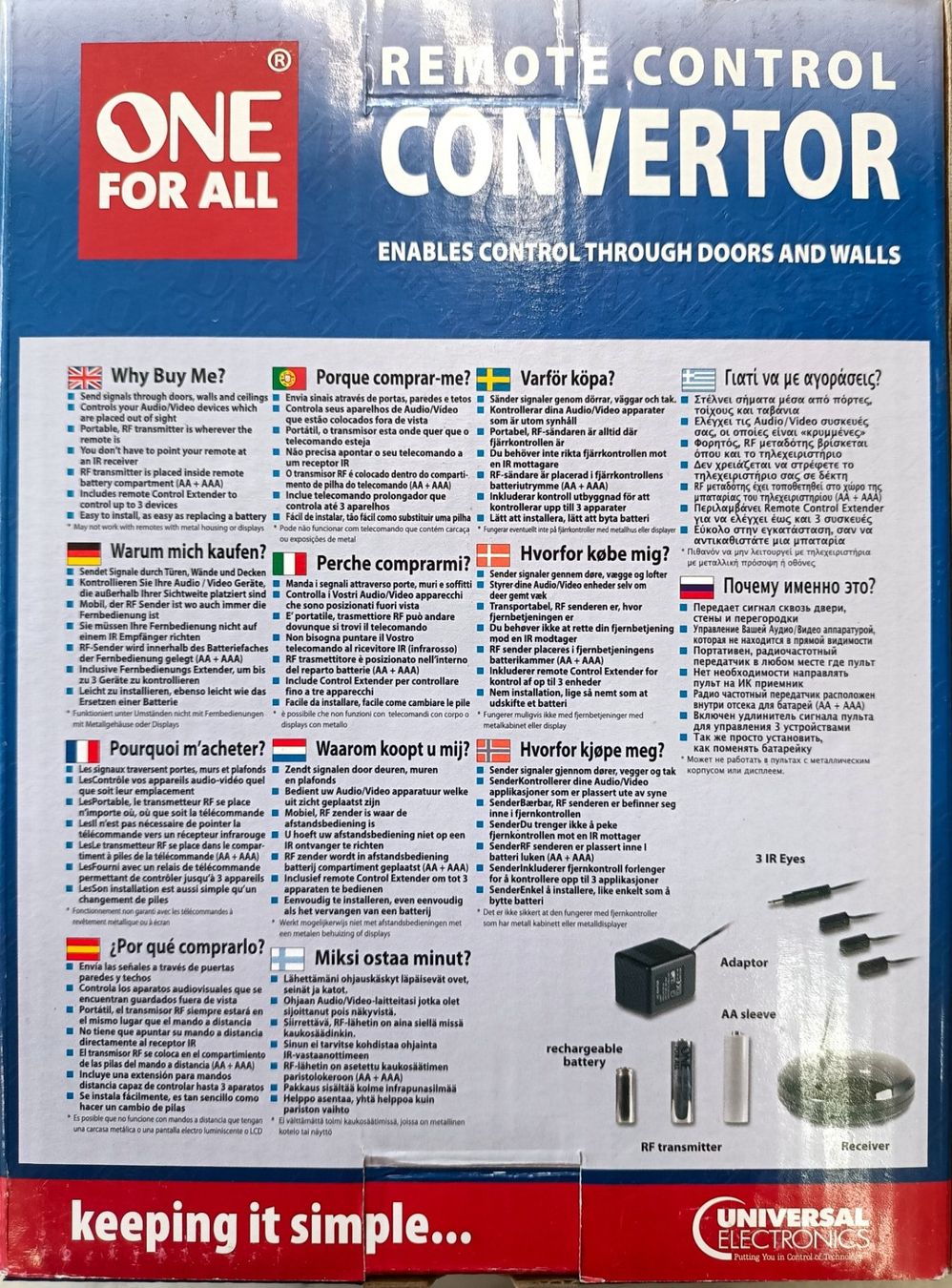 Telecomandi: One For All,  Wireless Remote Control Converter – Nuovo e nell'imballaggio originale da Oberentfelden venduto da Obrist-Tv 1
