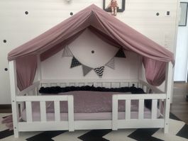 montessori Kinderbett mit Himmel in super Zusta