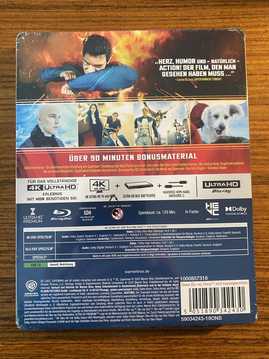Tutti i DVDs: Superman - Steelbook 4K UHD + Blu-Ray – Nuovo e nell'imballaggio originale da Rüschlikon venduto da Granulat204 1
