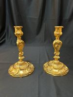 Paar antike Louis XV Kerzenstöcke, vergoldete Bronze