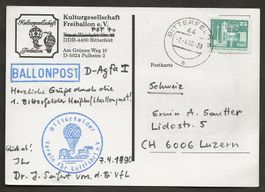 Ballon 1990 Deutschland Bitterfelden Luftpost