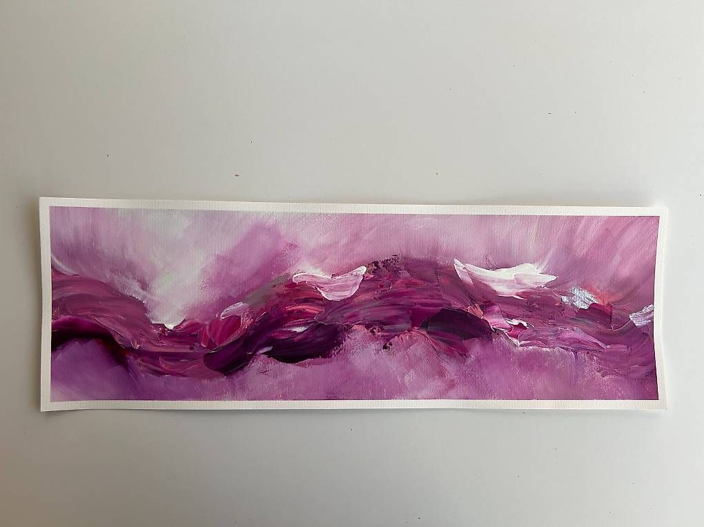 Dipinti: Acryl-Bild 20x60cm - "Farbenfeuer weinrot" – Nuovo e nell'imballaggio originale da Urdorf venduto da manuela4 4