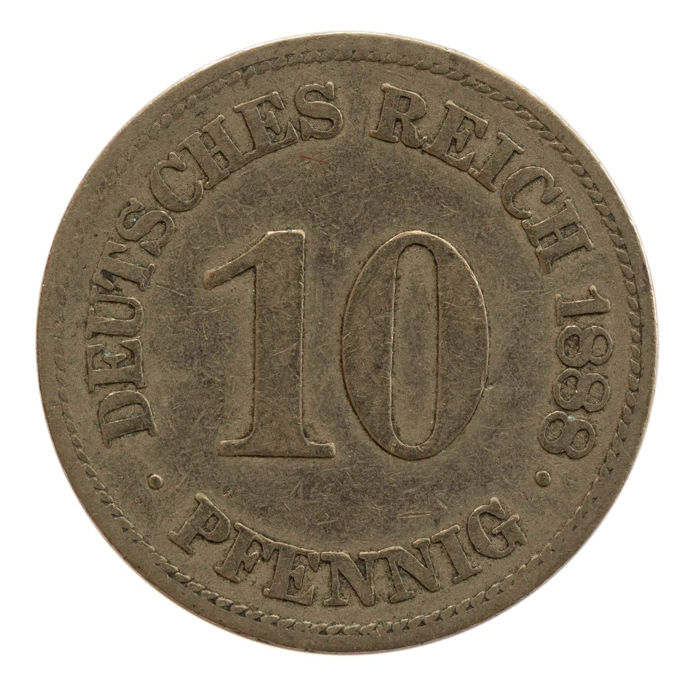 Tutti le monete: Deutschland Kaiserreich 10 Pfennig 1888 E – Usato da Rotkreuz venduto da num_6343