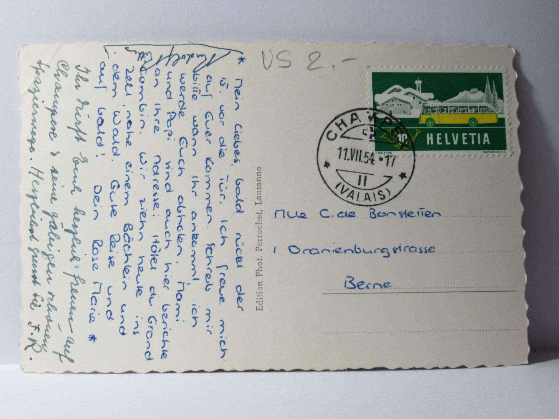 Cartoline postali: Lac Champex , Grand Combin 1954 – Usato da Grenchen venduto da Bluemchen1900 1