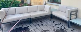 Garten Ecksofa mit Tisch 6-Sitzer RIMA modular Metall Beige