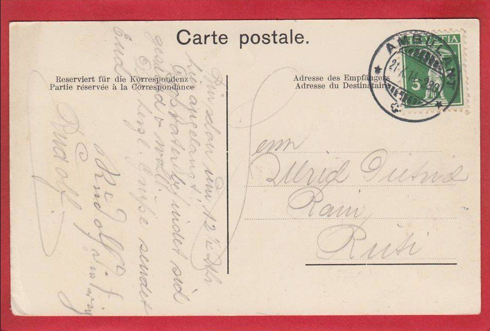 Cartoline postali: WÜLFLINGEN MIT DER KANT. ANSTALT, 1914 – Usato da Grüningen venduto da Kartenlaube 1