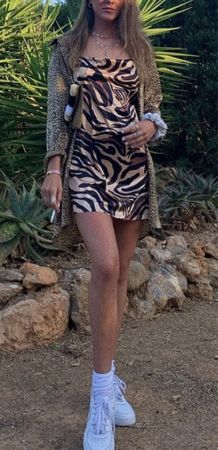Zara Sommerkleid Seide Gr. S Zebra Print Top Zustand