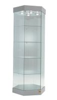 Glasvitrine, ESG Glas, col. Silber, LED (74cmx74cmxH.188cm)