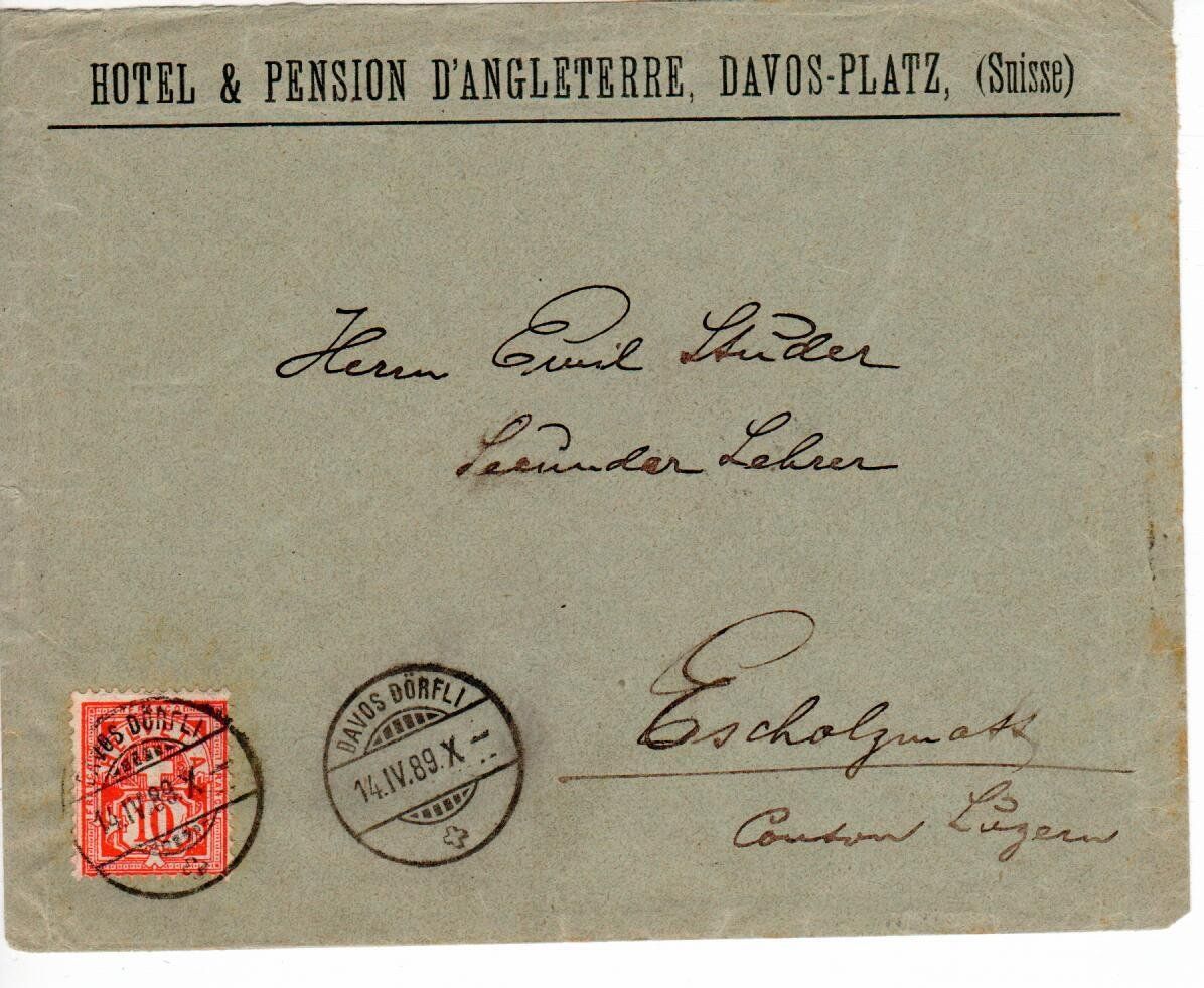 Tutti i francobolli: Brief Davos Platz 1889 - Stempel Davos Dörfli – Usato da Wolhusen venduto da Curver9