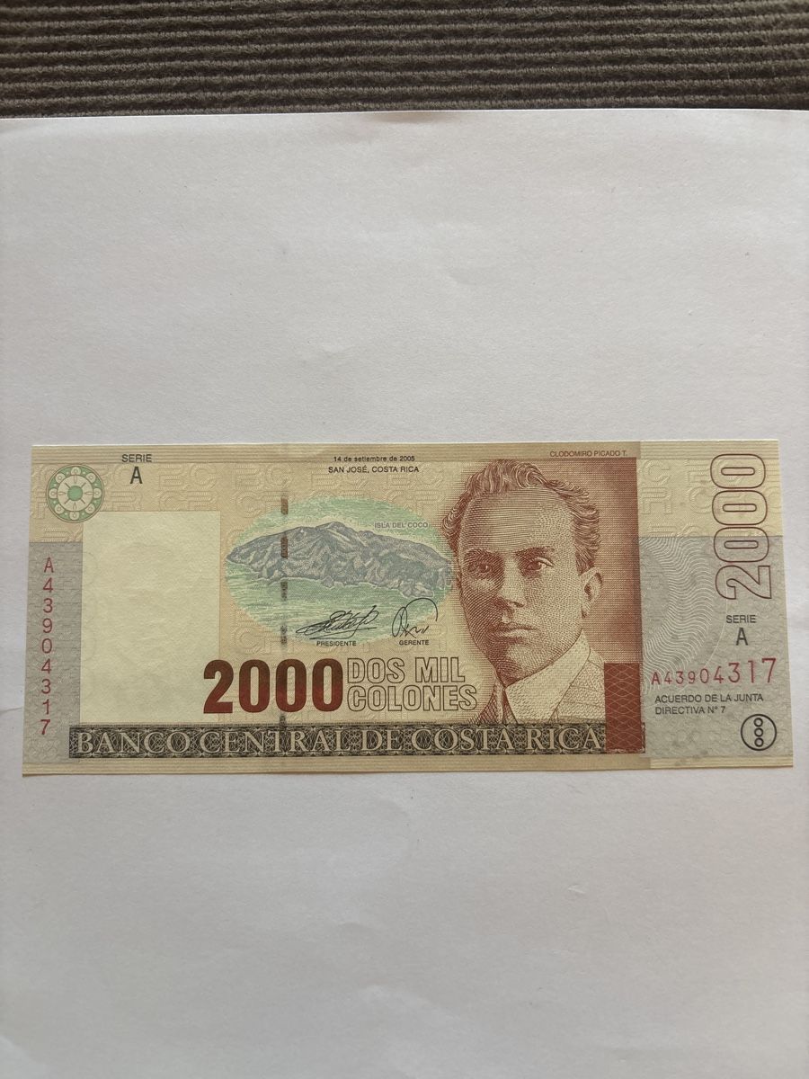 Banconote: 2000 Colones Costa Rica Banknote 2005 UNC – Nuovo e nell'imballaggio originale da Möhlin venduto da Don_Papa 1