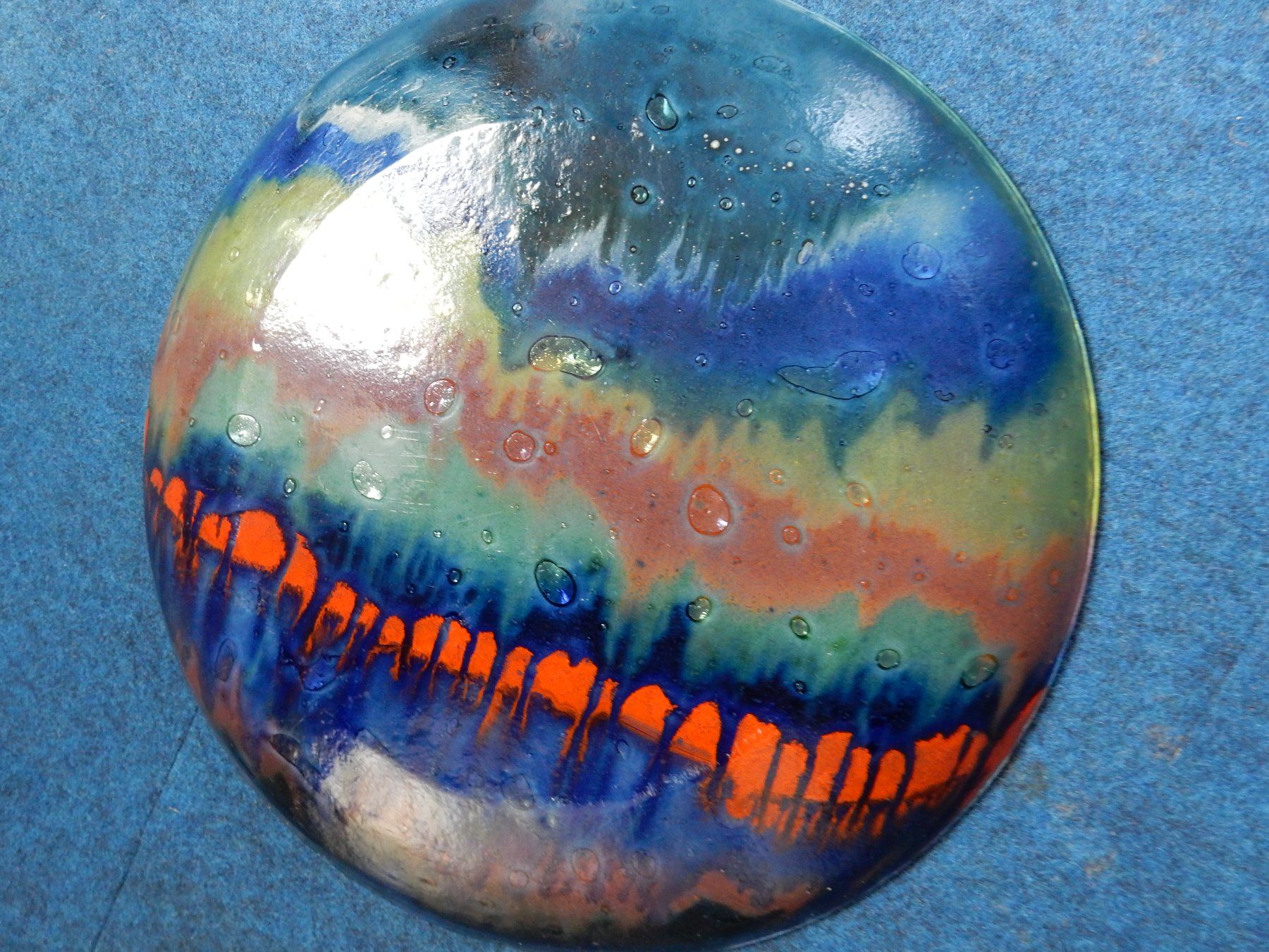 Piatti di portata: wunderschöne Glasplatte gross bunt 45,5 cm Glas Schale – Usato da Jona venduto da simongarden 1