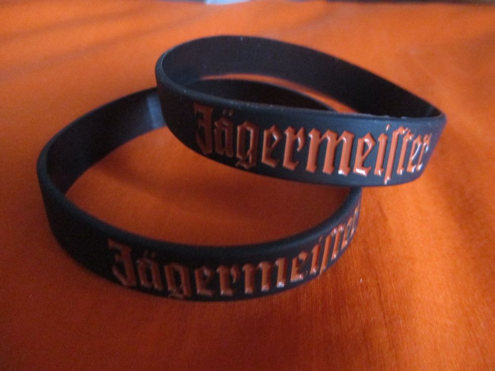 Jägermeister Freundschaftsband Armband Silikon schwarz-orange 5 Stück