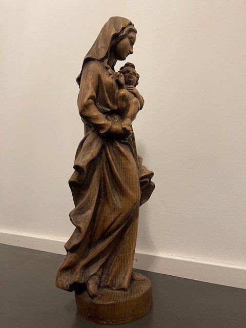 Figuren: Madonna mit Kind, Antike Holzfigur, geschnitzt – Gebraucht aus Schaffhausen von Stokar99 3