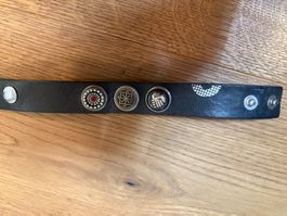 Lederarmband Amsterdam schwarz mit Applikationen gebraucht