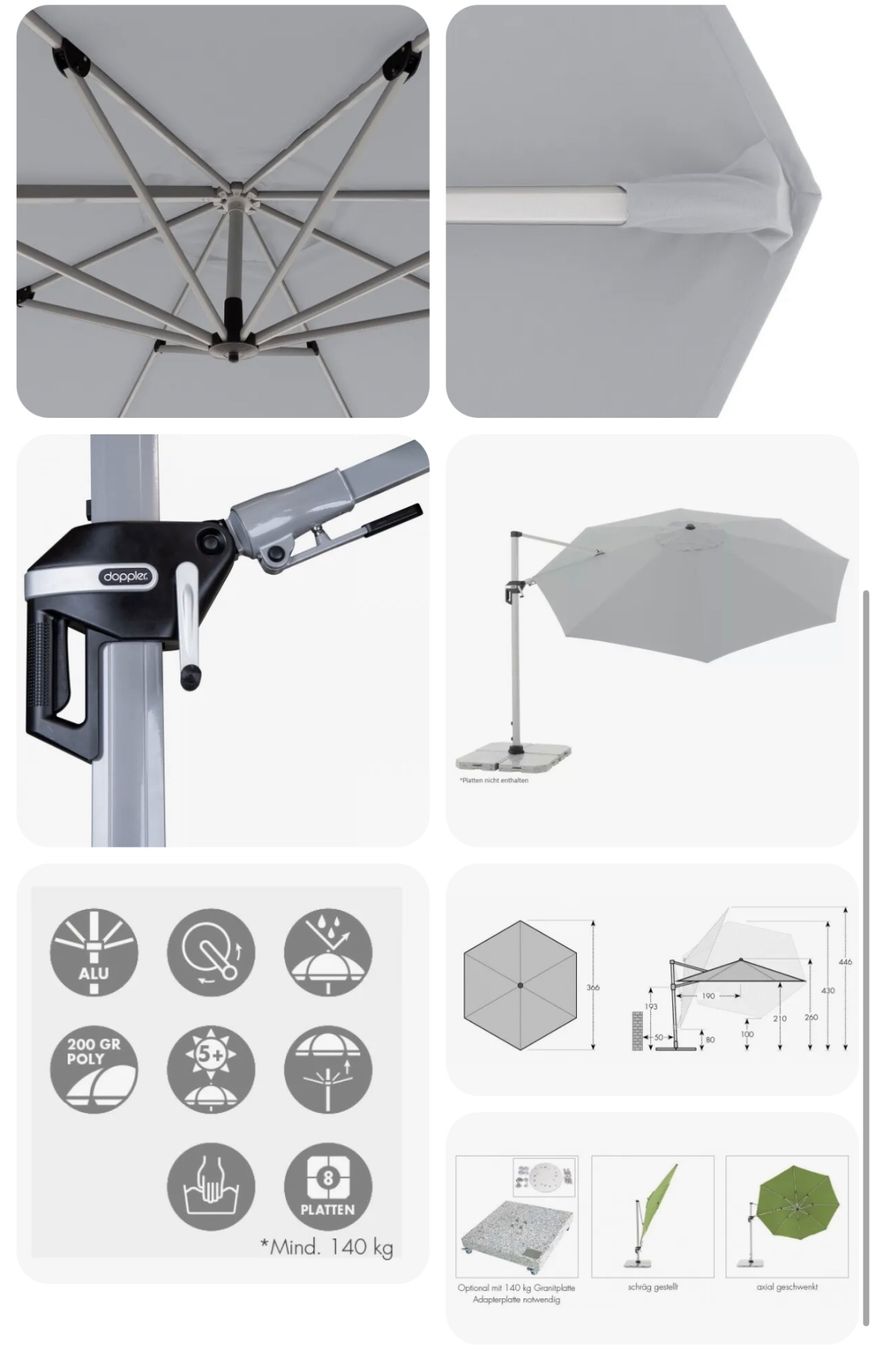 Ombrelloni: + Doppler Multifunktional Active Pendelschirm 370cm Ampel – Nuovo e nell'imballaggio originale da Amriswil venduto da JaJa-Express 2