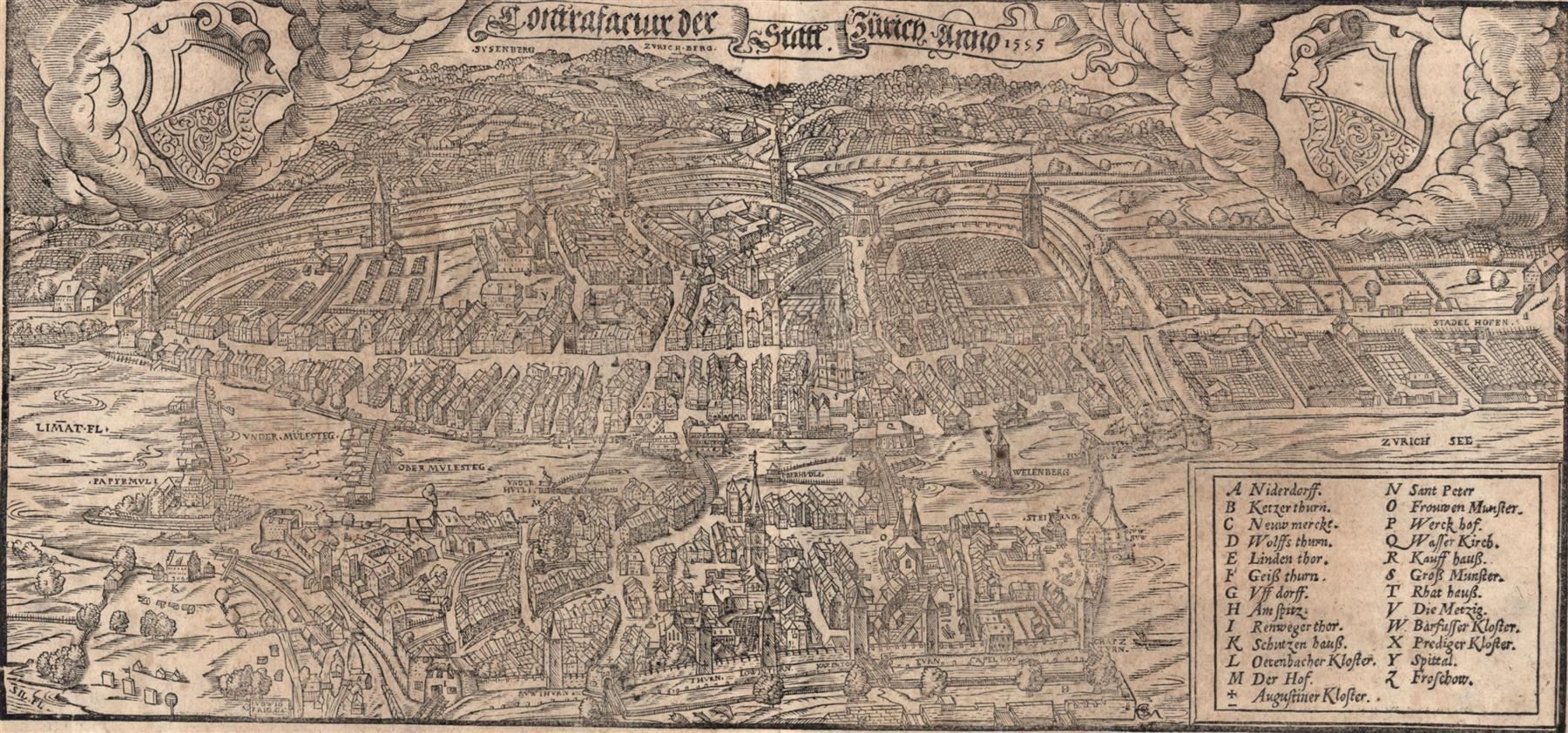 Cartine & Atlanti: Zürich Originalholzschnitt 1595 – Usato da Rafz venduto da Helvet32 1
