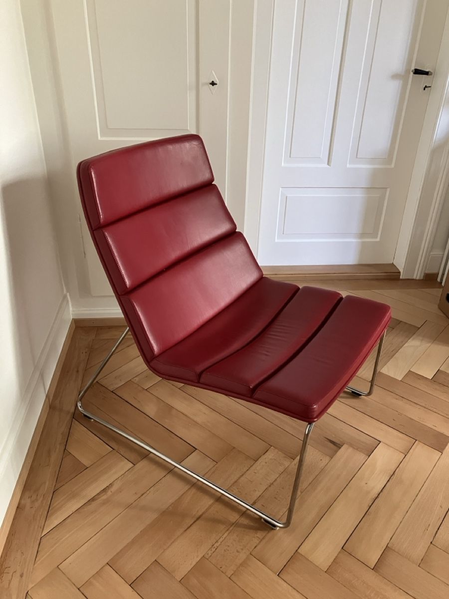 Dietiker Sessel: Dietiker Relounge Sessel Leder Dunkelrot – Gebraucht aus Winterthur von Amigofreestyle