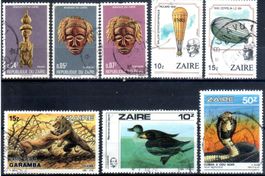 ZAIRE 8 MARKEN GESTEMPELT ERHALT SIEHE SCAN - AM493