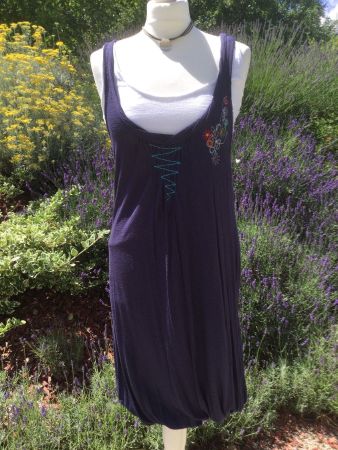 Robe bleu foncé/blanche CLARA VITTI, taille 34/36