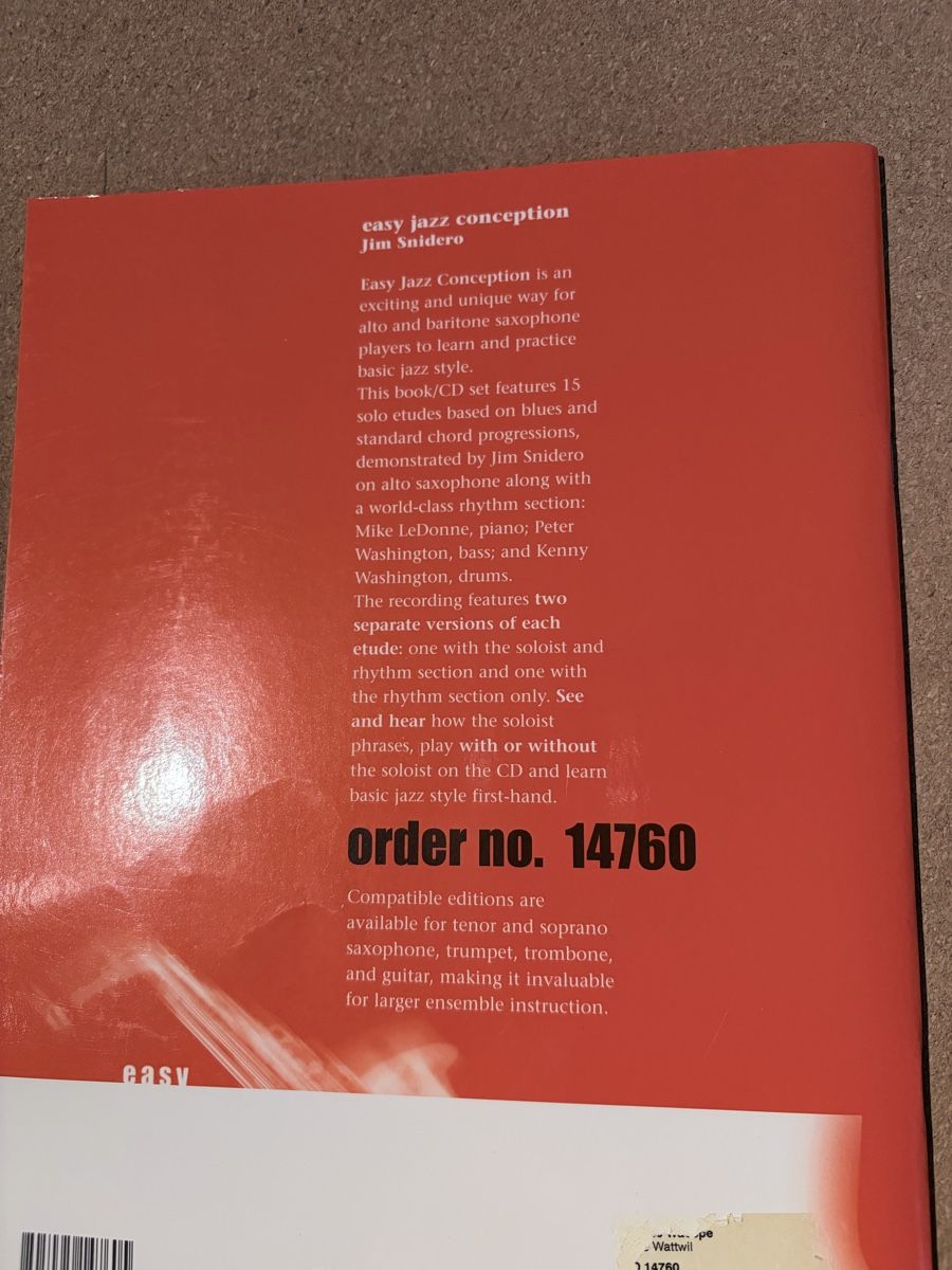 Libri: Jim Snidero - Easy Jazz Conception: Altsaxophon mit CD! – Usato da Winterthur venduto da FabiTs 1