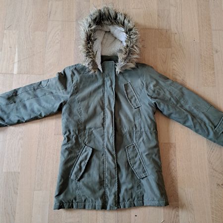 Warmer Winterparka Gr. 116/122, Kunstfell, Kapuze
