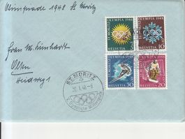 SBK W25w-W28w, Satzbrief mit Sonderstempel St. Moritz