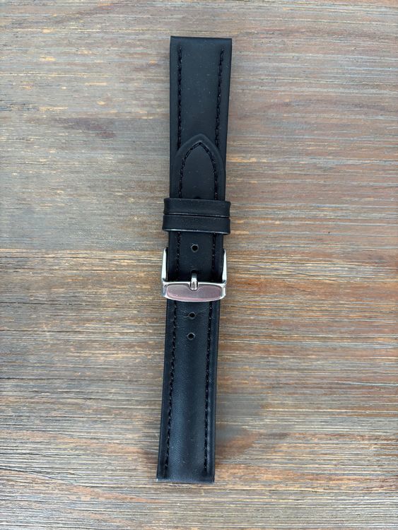 Leder Uhrenarmband schwarz 20mm 2