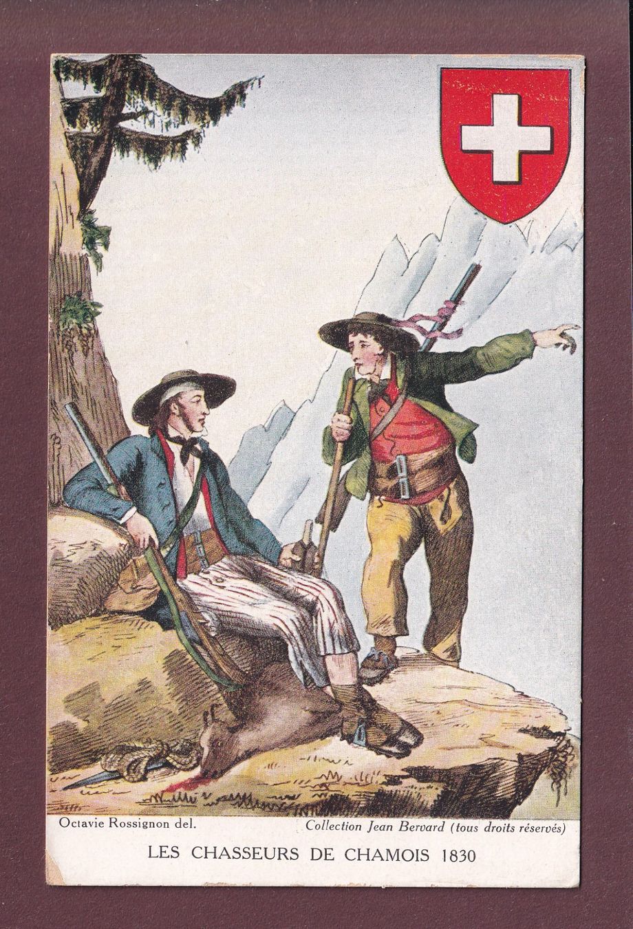 Cartoline postali: Les CHASSEURS DE CHAMOIS - Coll. Jean Bervard – Usato da Pully venduto da nicecards