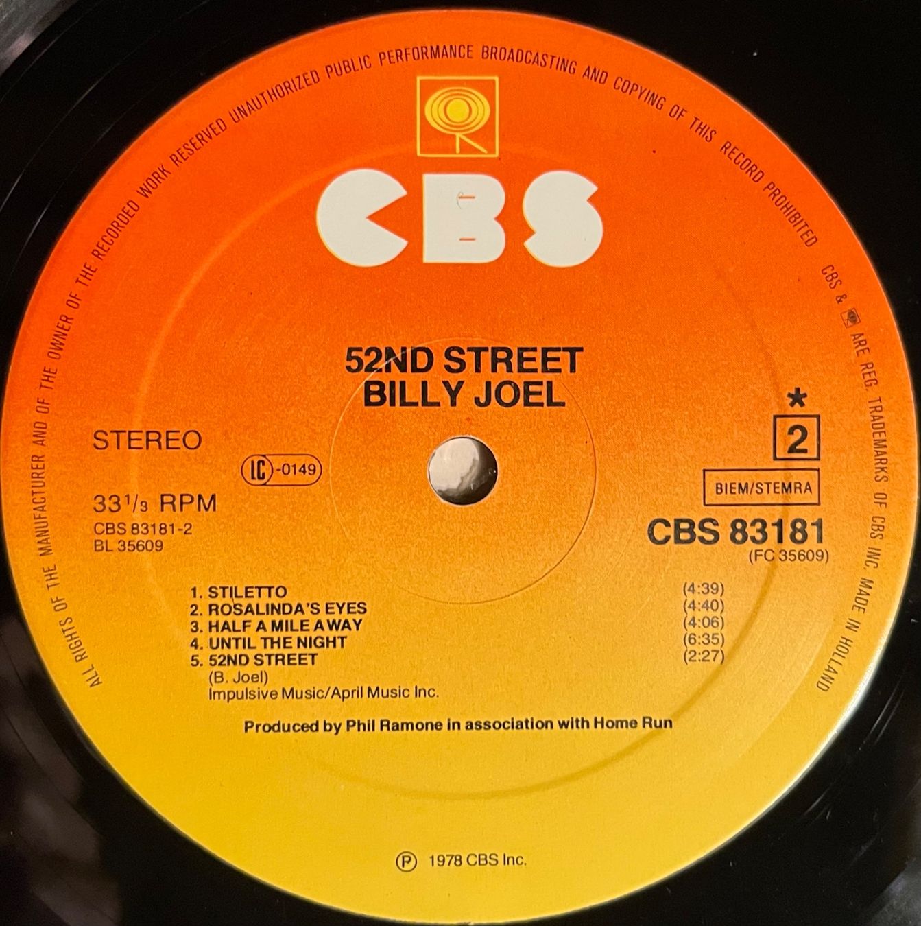 Schallplatten: BILLY JOËL - 52 nd STREET - 33 Tours – Gebraucht aus Bussigny von vinyl-pas-cher 3