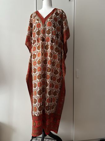 Boho Style Summer Kaftan Dress, Paisley Print, One Size