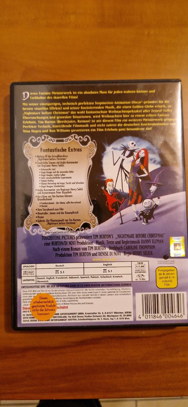 Tutti i DVDs: Nightmare Before Christmas, Tim Burton, DVD, Special Edition – Usato da Oberdorf BL venduto da Eselsohr21 3