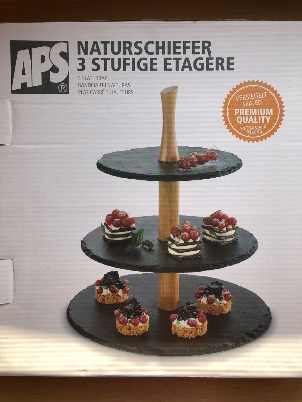 Piatti di portata: APS Naturschiefer-Etagere, 3-Stufig – Usato da Buchs SG venduto da Handyman77 2