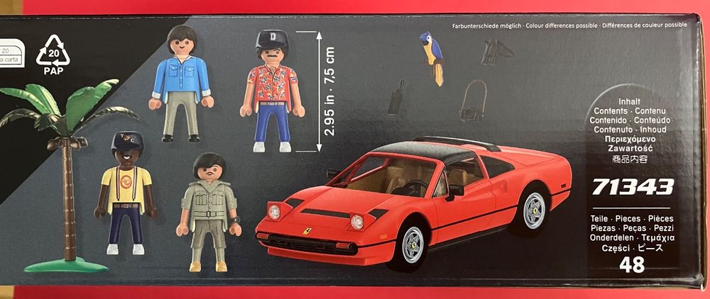 Playmobil 71343 – Ferrari 308 GTS Magnum, P.i. Avec 4 Figurines Et Perroquet – Collection 80s