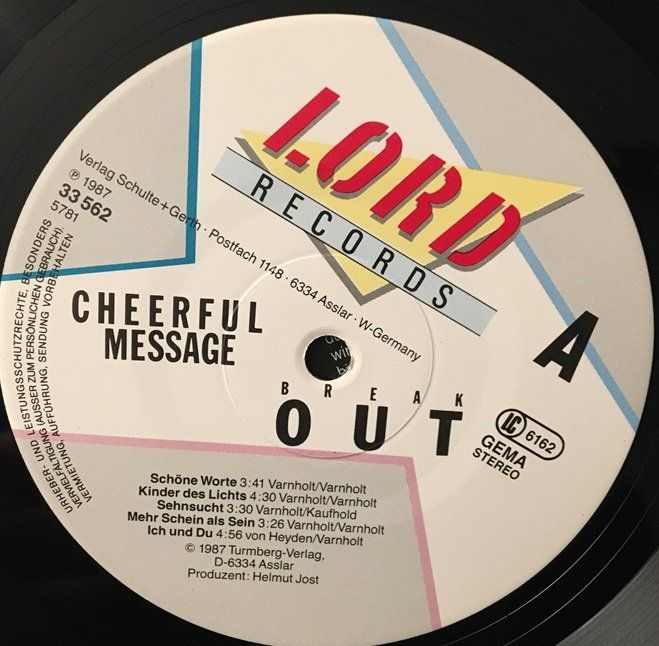Dischi in vinile: Cheerful Message – Break out (LP) – Usato da Grüningen venduto da azulvinyl 2