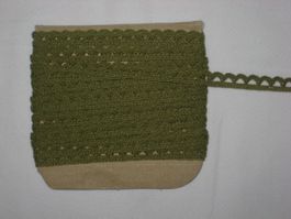 Baumwoll Häkelspitze olive 7mm breit Reststück!
