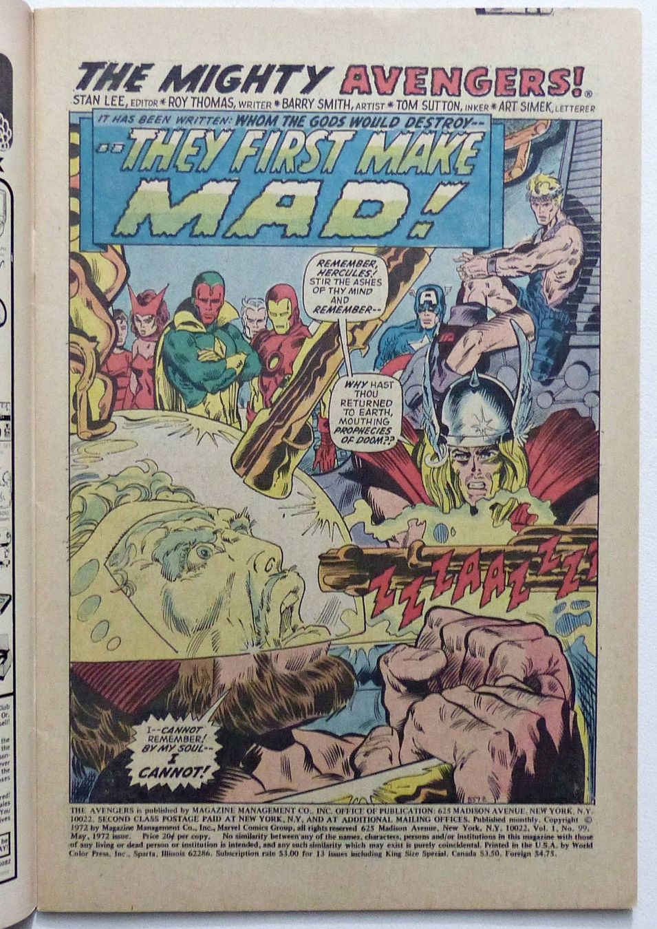 Fumetti: AVENGERS #101 VS. LEONARD TIPPIT MARVEL 1972 – Usato da Lugano venduto da YouWantUS 1