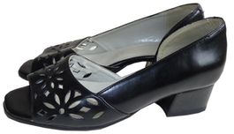 Pumps Peeptoe Gr. 36.5 VINTAGE 1960s schwarz seitlich offen
