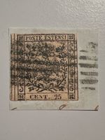 Italien 1852, 25C. auf Briefausschnitt, top Rarität!
